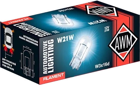 

Автолампа Awm 410300014 W21W W3x16d 21 W прозрачная