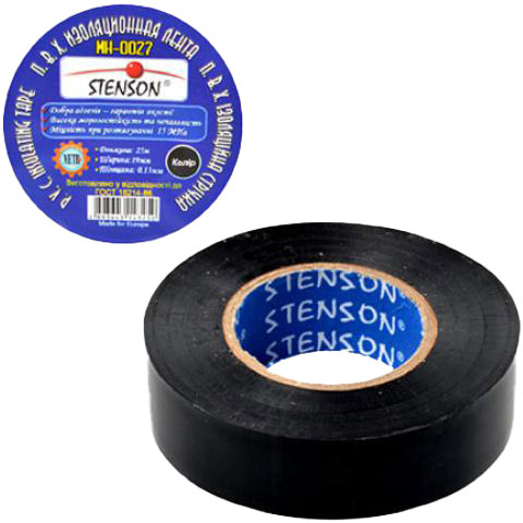 

Изолента PVC Stenson MH-0027 черная ПВХ 19 мм х 25 м