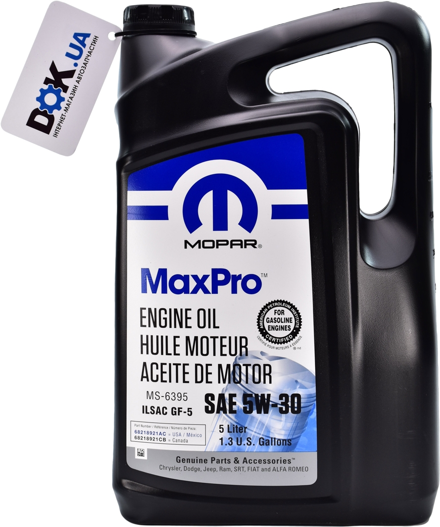 

Моторное масло Mopar MaxPro 5W-30 синтетическое 68218921AB