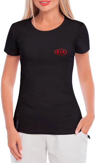 

Футболка женская Globuspioner классическая Kia Mini Logo Red черная принт спереди 668272725