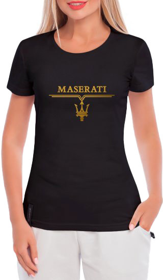 

Футболка женская Globuspioner классическая Maserati Logo Gold черный спереди 674112721