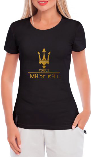 

Футболка женская Globuspioner классическая Maserati Vogue черный спереди 674152726