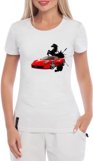 

Футболка женская Globuspioner классическая Ferrari Red Car Logo белый спереди 222222715