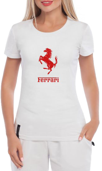 

Футболка женская Globuspioner классическая Ferrari Logo Horse Art белый спереди 148292716