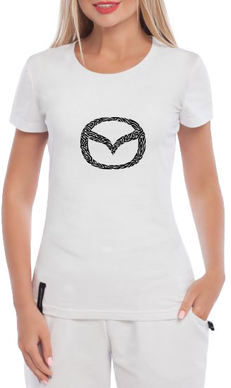 

Футболка женская Globuspioner классическая Mazda Tribal Logo белая принт спереди 232902711