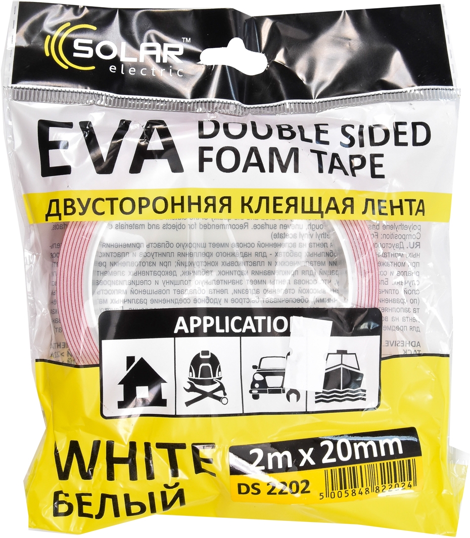 

Двухсторонний скотч Solar DS2202 EVA (этиленвинилацетат) 20x2000