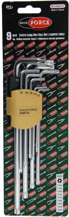 

Набор ключей TORX Rockforce RF-5098TXL T10H-T50H 9 шт