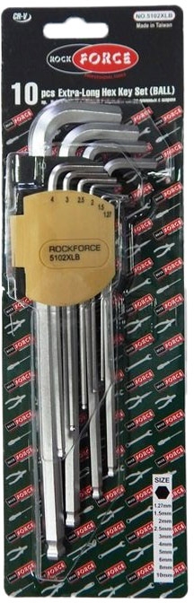 

Набор ключей шестигранных Rockforce RF-5102XLB 1,27-10 мм с шарообразным наконечником 10 шт