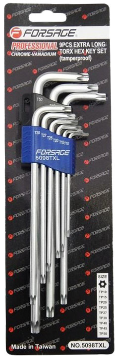 

Набор ключей TORX Forsage F-5098TXL T10H-T50H 9 шт
