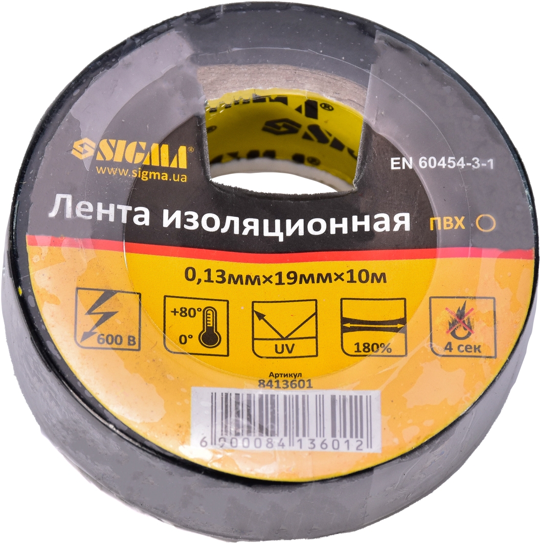 

Изолента Sigma 8413601 черная ПВХ 19 мм х 10 м