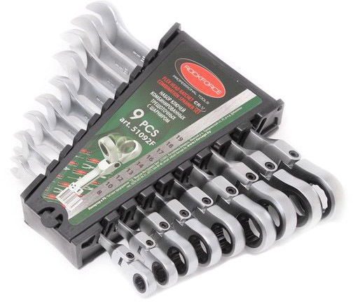 

Набор ключей комбинированных трещоточных Rockforce RF-51092F 8-20 мм с шарниром 9 шт
