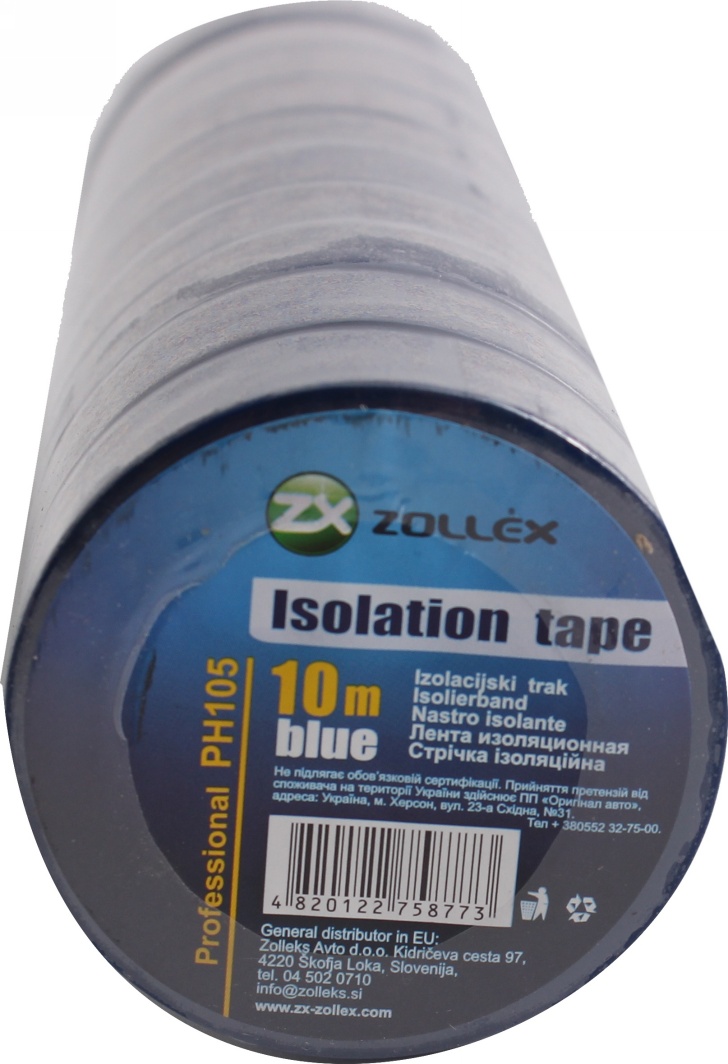 

Изолента Zollex PH105 синий 19 мм х 10 м