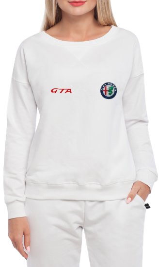 

Свитшот женский Globuspioner Alfa Romeo GTA принт спереди спущенный рукав белый 665396414