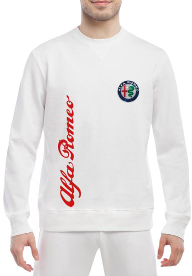 

Свитшот мужской Globuspioner Alfa Romeo Vertical Logo спереди класический рукав белый 665386315