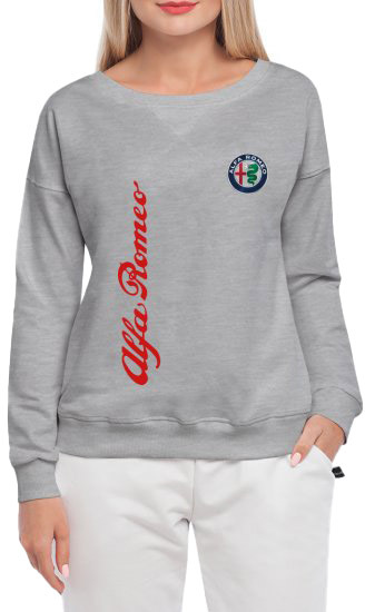 

Свитшот женский Globuspioner Alfa Romeo Vertical Logo принт спереди спущенный рукав серый 6653864284