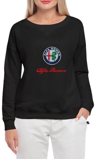 

Свитшот женский Globuspioner Alfa Romeo Big Logo принт спереди спущенный рукав чёрный 665376425