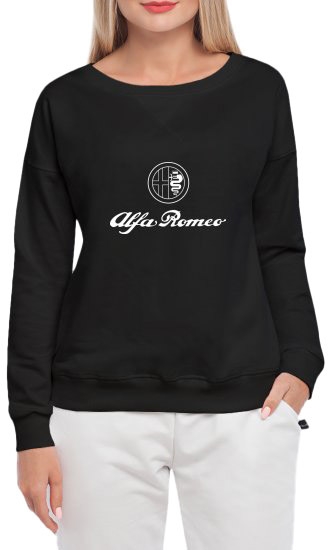

Свитшот женский Globuspioner Alfa Romeo Logo принт спереди спущенный рукав чёрный 232876425