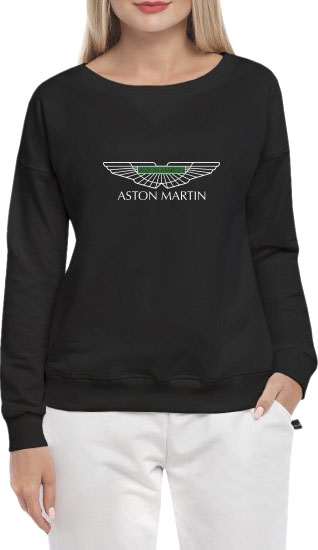 

Свитшот женский Globuspioner Aston Martin Vector Logo Green спереди спущенный рукав чёрный 228556422