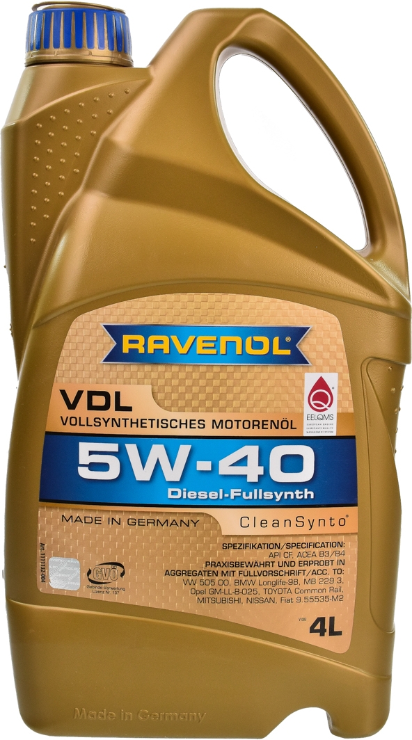 

Моторное масло Ravenol VDL 5W-40 синтетическое 11111324