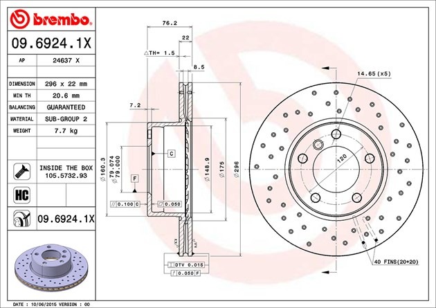 

Brembo 0969241X Тормозной диск