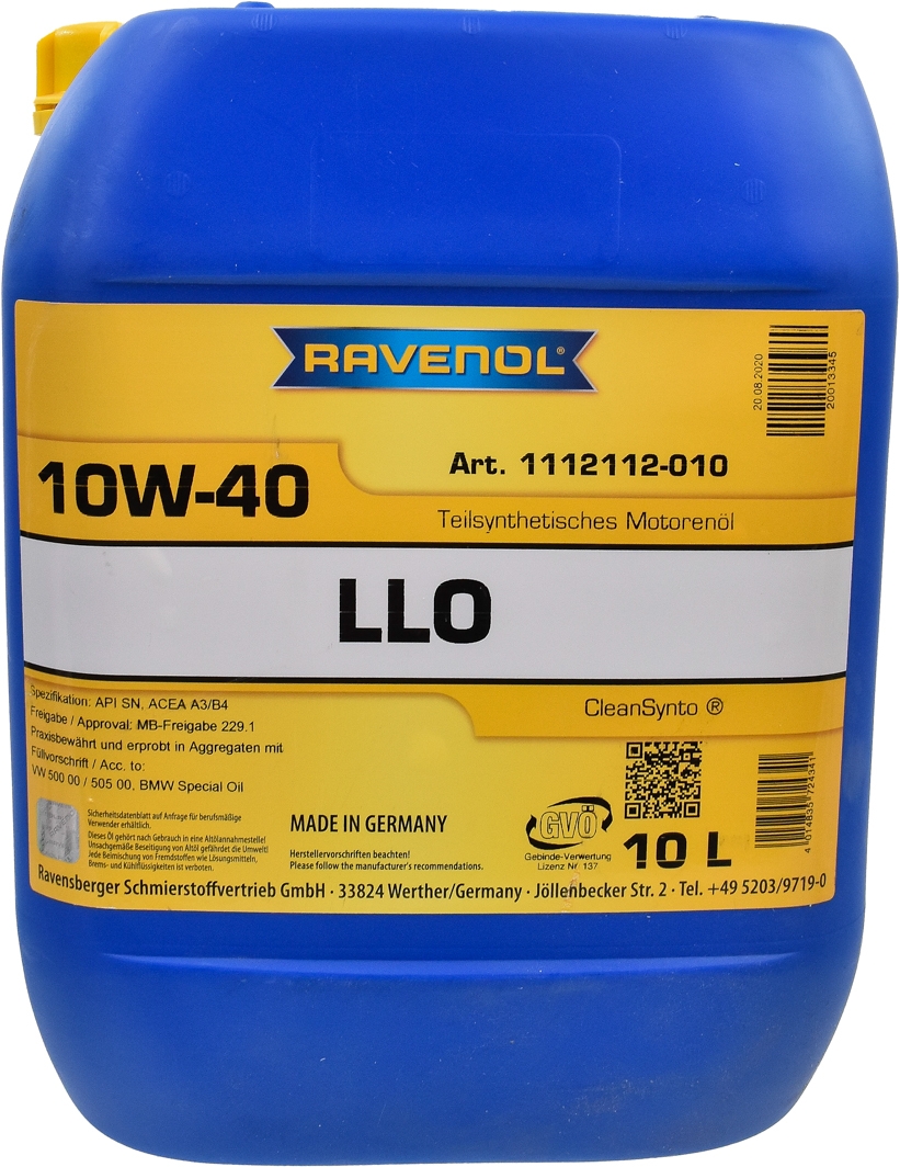 

Моторное масло Ravenol LLO 10W-40 полусинтетическое 1112112010