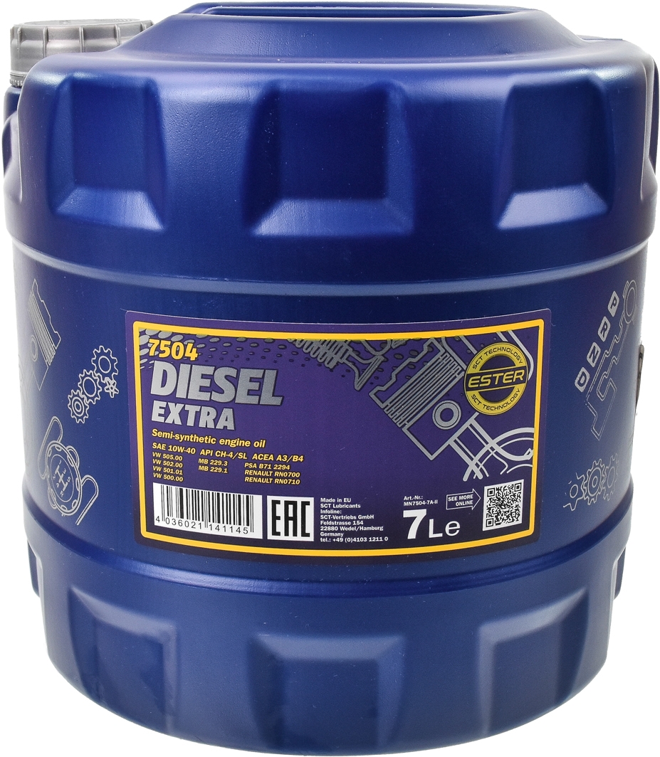 

Моторное масло Mannol Diesel Extra 10W-40 полусинтетическое MN7504-7