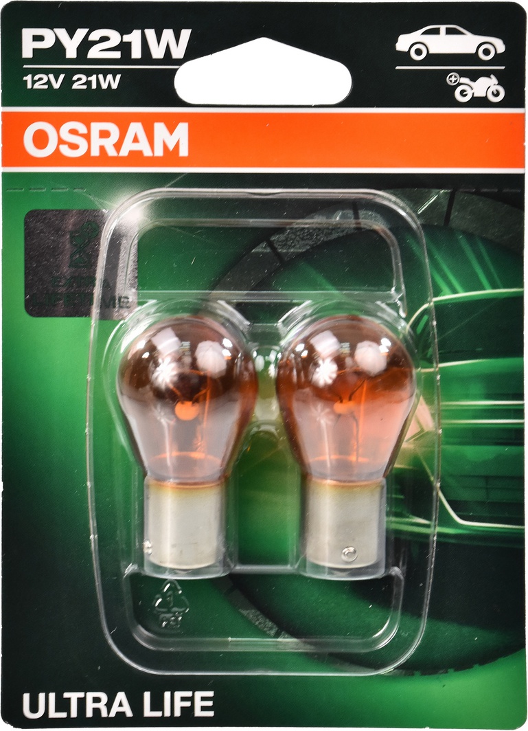 

Автолампа Osram 7507ult02b Ultra Life PY21W BAU15s 21 W оранжевая