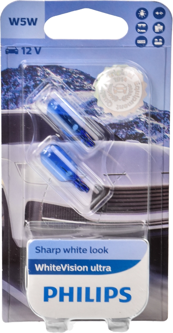 

Автолампа Philips 12961WVUB2 WhiteVision Ultra W5W W2,1x9,5d 5 W синяя