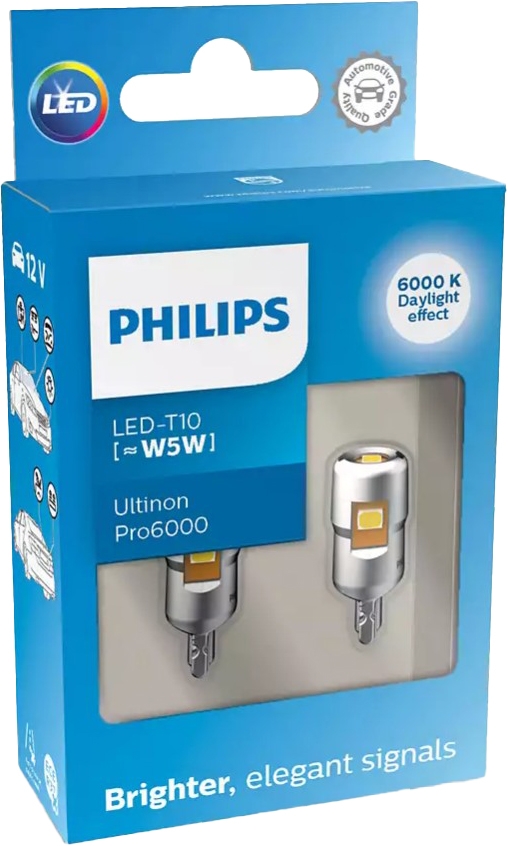 

Автолампы Philips 11961CU60X2 Ultinon Pro6000 W5W бесцокольная