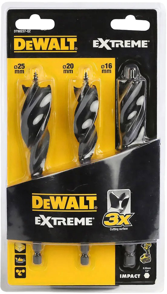 

Набор сверл DeWALT Extreme Impact DT90237 винтовых по дереву 16-25 мм 3 шт.