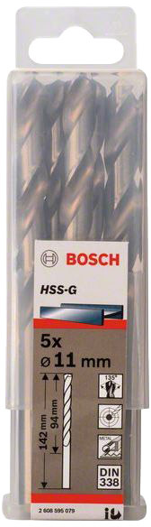 

Набор сверл Bosch 2608595079 спиральных по металлу 11 мм 5 шт.