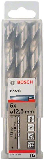 

Набор сверл Bosch 2608595082 спиральных по металлу 12.5 мм 5 шт.
