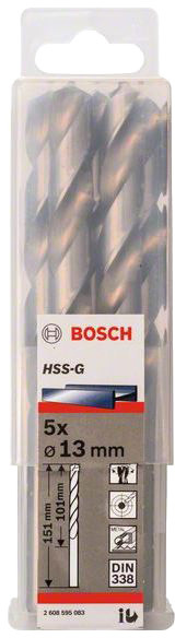 

Набор сверл Bosch 2608595083 спиральных по металлу 13 мм 5 шт.