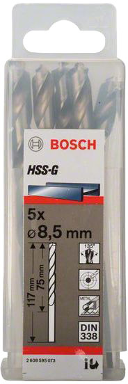 

Набор сверл Bosch 2608595073 спиральных по металлу 8.5 мм 5 шт.