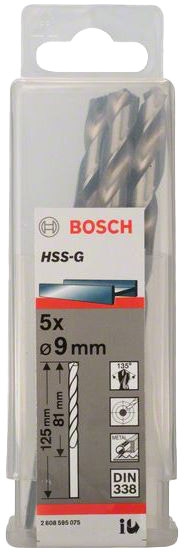 

Набор сверл Bosch 2608595075 спиральных по металлу 9 мм 5 шт.