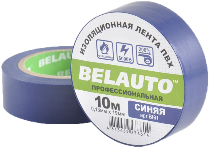 

Изолента BELAUTO bi61 синяя ПВХ 19 мм х 10 м