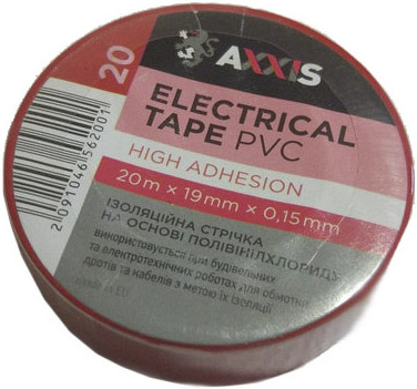 

Изолента Axxis 48391046562 красная ПВХ 19 мм x 20 м