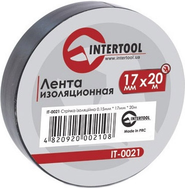 

Изолента Intertool it0021 черная ПВХ 17 мм x 20 м