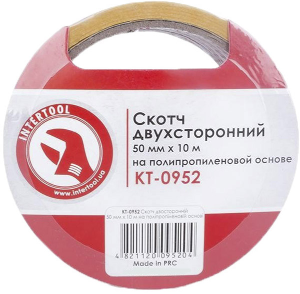 

Двухсторонний скотч Intertool KT0952 полипропиленовая 50 мм x 10 м