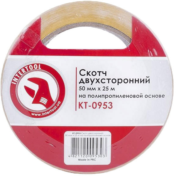 

Двухсторонний скотч Intertool kt0953 полипропиленовая 50 мм x 25 м