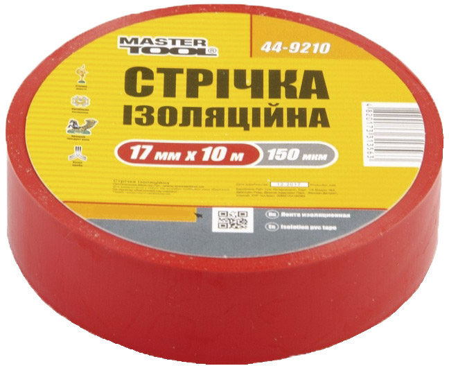 

Изолента MasterTool 449210 красная ПВХ 17 мм х 10 м 10 шт