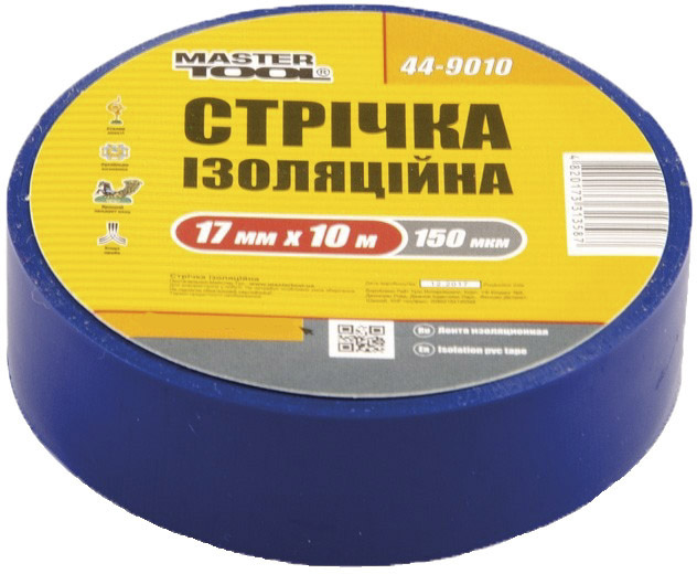 

Изолента MasterTool 449010 синяя ПВХ 17 мм х 10 м