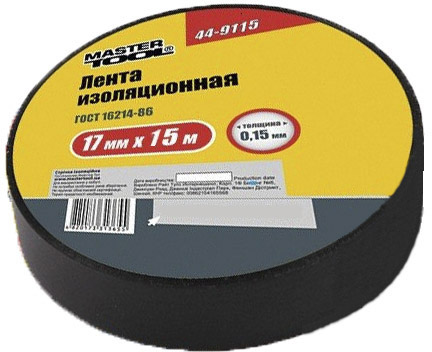 

Изолента MasterTool 449115 черная ПВХ 17 мм х 15 м 10 шт