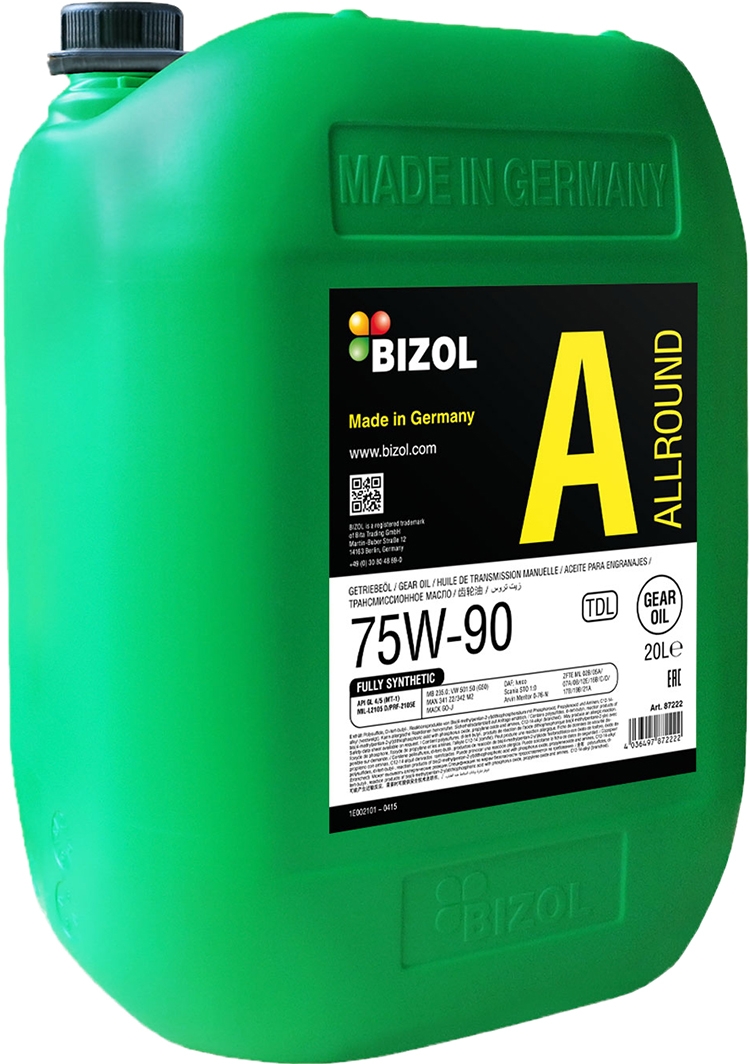 

Трансмиссионное масло Bizol Allround Gear Oil TDL GL-4 GL-5 MT-1 75W-90 синтетическое b87222