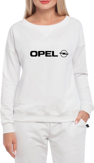

Свитшот женский Globuspioner Opel Big Logo спереди спущенный рукав белый 140206414