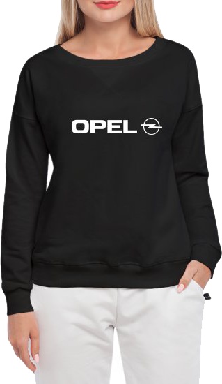 

Свитшот женский Globuspioner Opel Big Logo спереди спущенный рукав чёрный 140206426