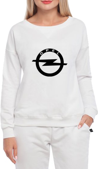 

Свитшот женский Globuspioner Opel Big Logo v2 спереди спущенный рукав белый 139536416