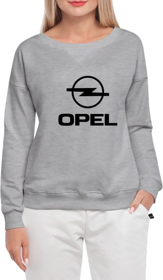 

Свитшот женский Globuspioner Opel Big Logo v3 спереди спущенный рукав серый 1438564286