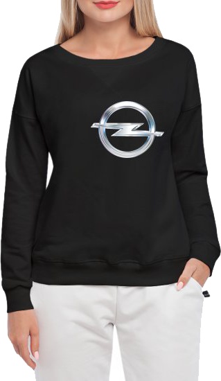 

Свитшот женский Globuspioner Opel Big Logo Silver спереди спущенный рукав чёрный 601336422