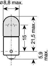 

Автолампы Osram 3886X Original Minixen T6W BA9s 6 W прозрачный